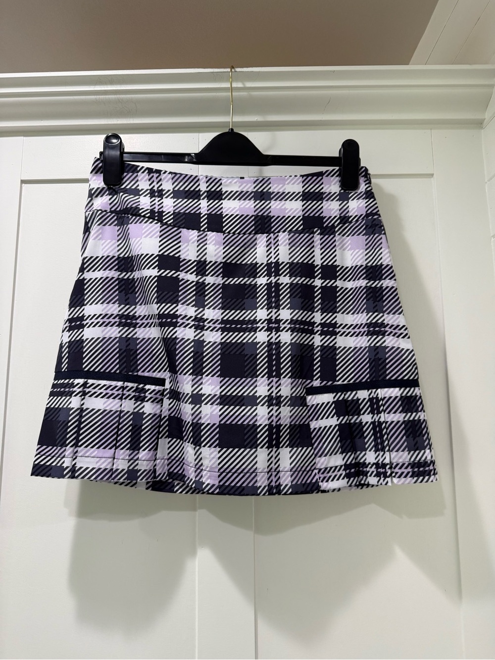 Golftini Sail Away Plaid Mini Skirt in Black and Lavender